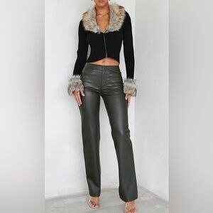 Mistress Rocks Olive Vegan Leather Trousers